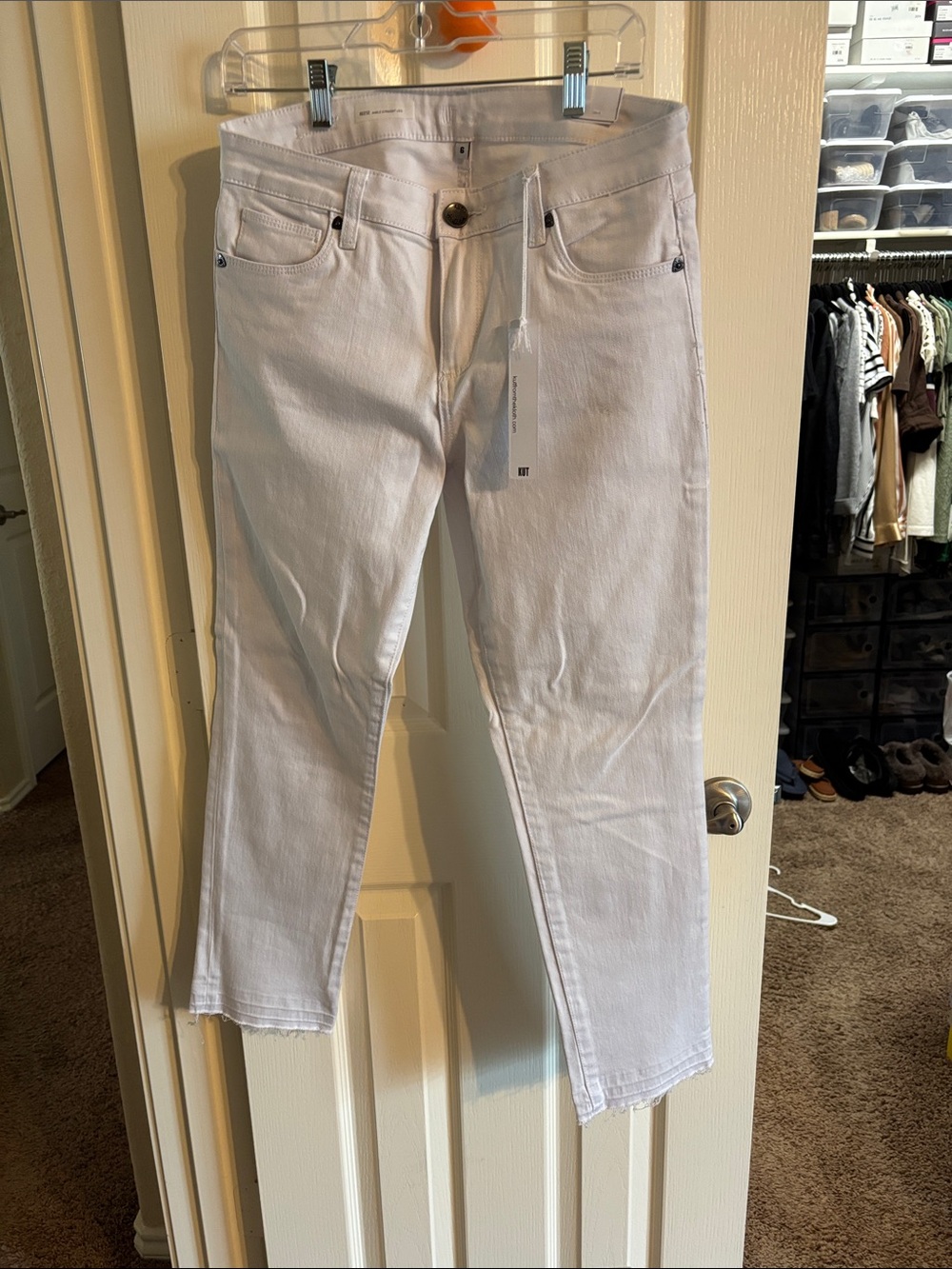Kut from the Kloth White Cropped Straight Jeans NWT